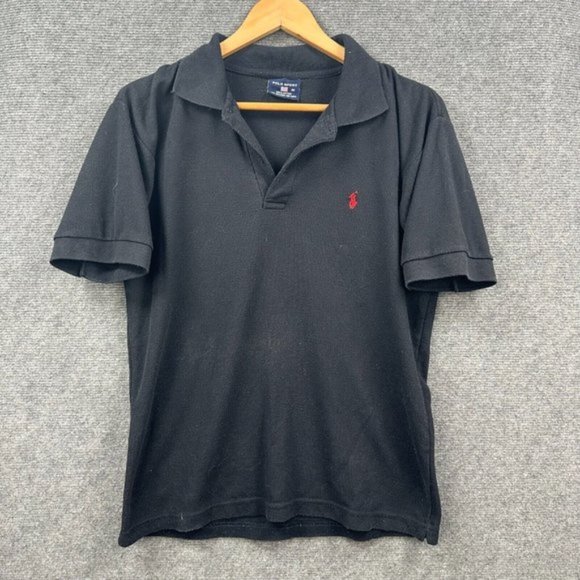 Polo Ralph Lauren Sport Mens Polo Shirt Black Red Embroidered Collared Size M - Picture 1 of 8